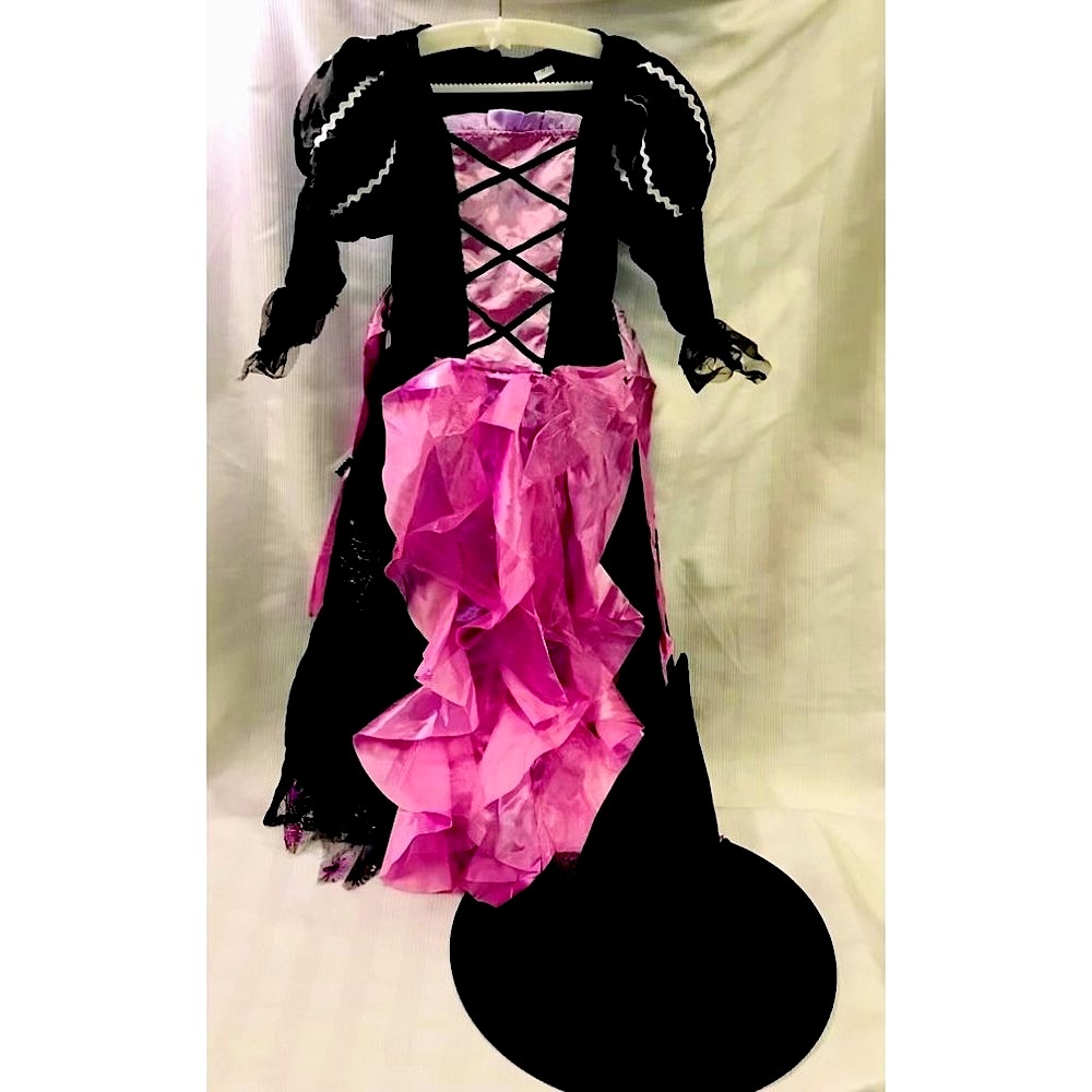 Spooktacular Kids Faux Velvet Witch Halloween Costume Purple Dress with hat